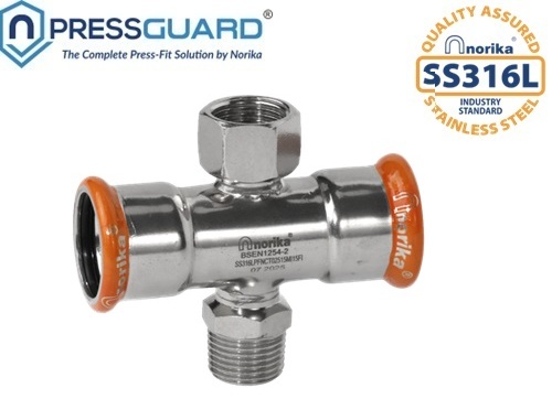Stainless Steel 316L Press Fit Reducing Cross Tee (MxF)